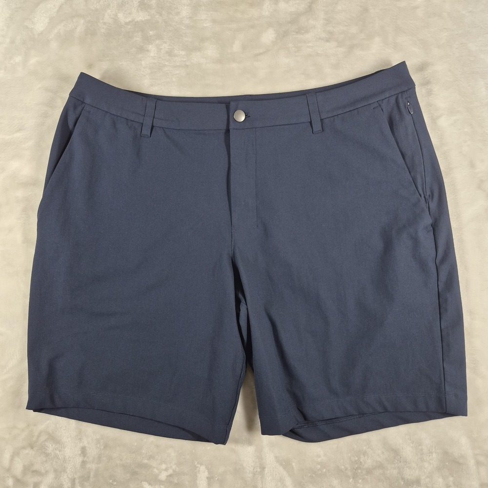 Lululemon ABC Classic Fit Shorts Men's 38 Blue 9" Inseam Warpstreme LM7BMIS